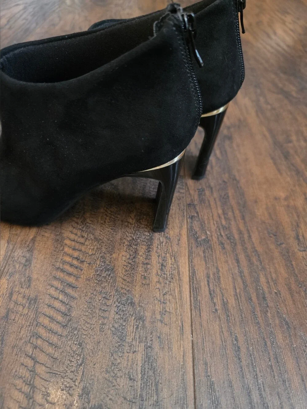 Alfani Black Suede Ankle Booties with Back Zipper